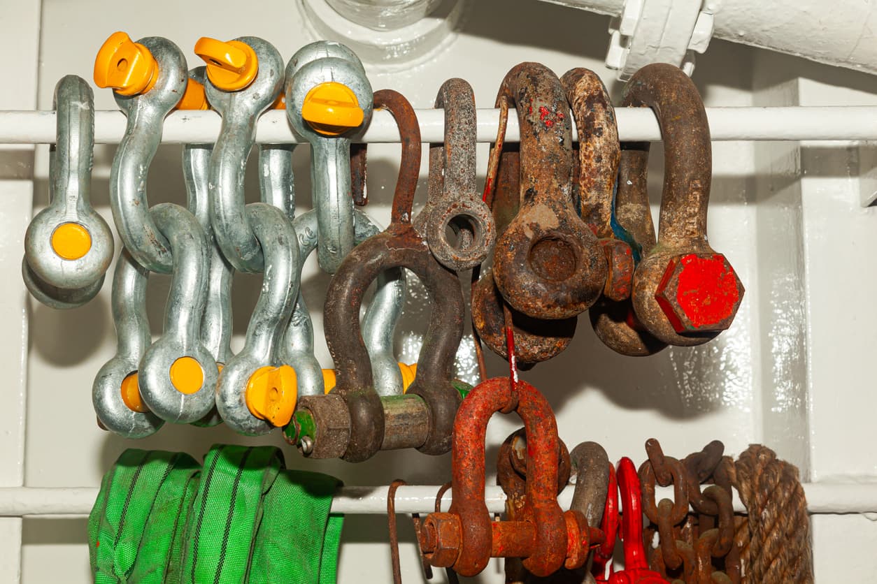 Lifting slings and rigging gear ready for inspection