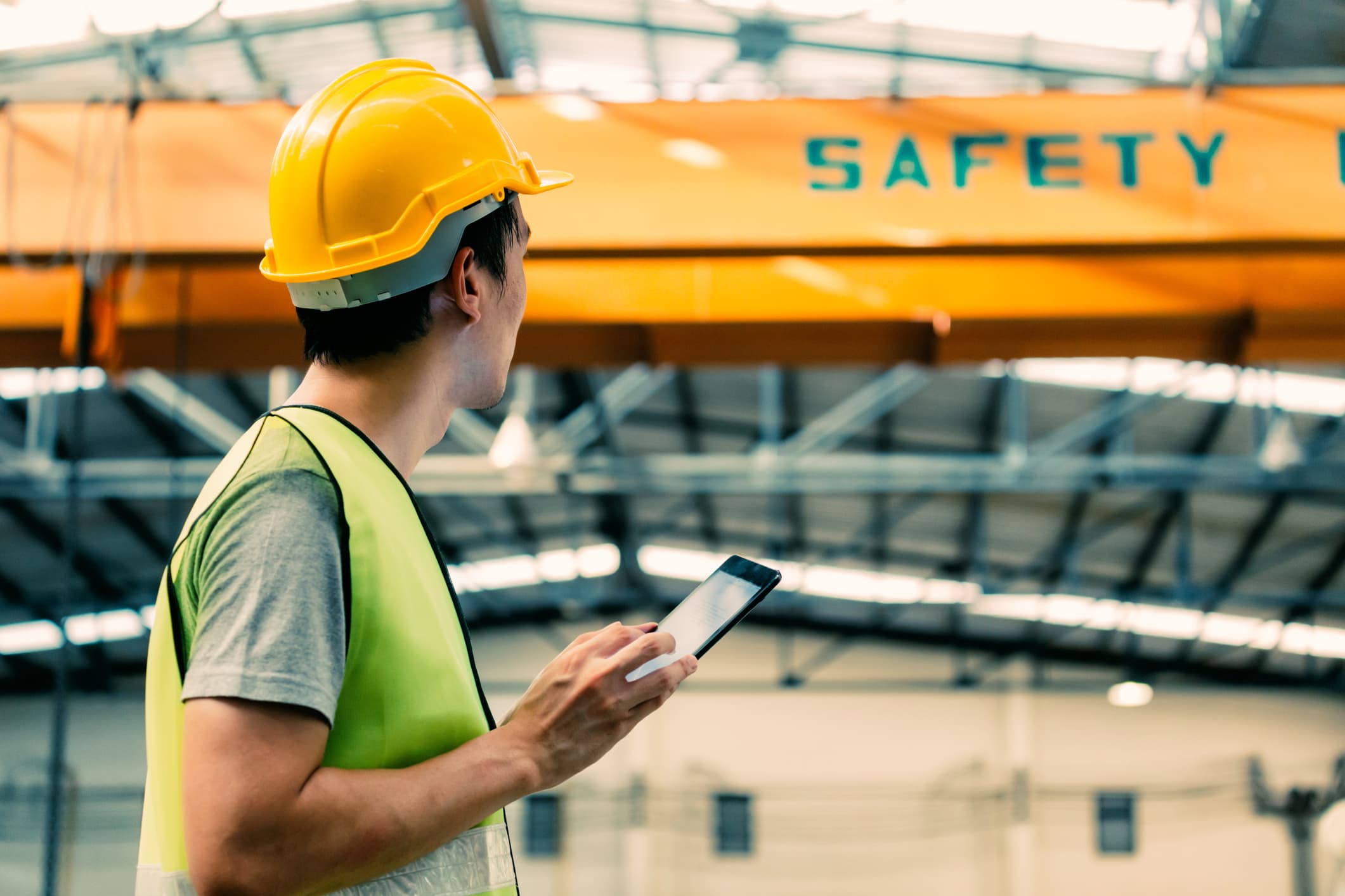 Internal technician conducting equipment inspection