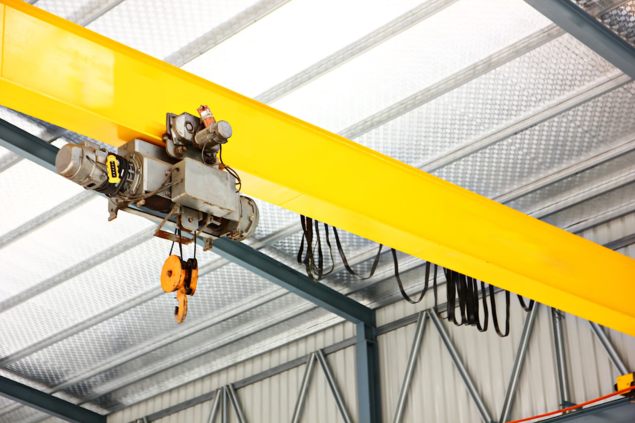 Industrial overhead crane in operation
