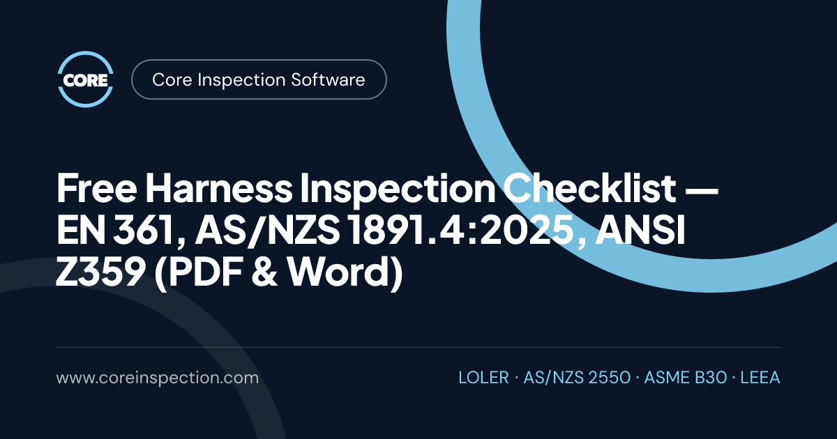 Free Harness Inspection Checklist — EN 361, AS/NZS 1891.4:2025, ANSI ...