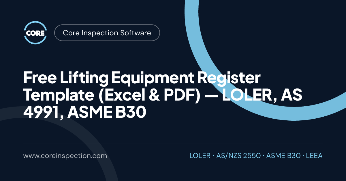 Free Lifting Equipment Register Template (Excel & PDF) — LOLER, AS 4991 ...